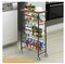 4 Tier Kitchen Rolling Utility Cart Narrow Storage Shelf with Wooden Tabletop, Wooden Handle, and Wheels for Bathroom Laundry Kitchen Narrow Spaces.
